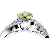 Halo Engagement Ring Setting for Fancy Yellow Pear-Shaped Center with Marquise and Pave Bypass Band and Prong Head in Sterling Silver