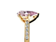 Solitaire Engagement Ring Setting for Fancy Pink Pear-Shaped Center with Channel Accents and Prong Head in Yellow Gold