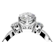 3 Stone Engagement Ring Setting for Marquise Center with Pave Twist Band and Prong Head in Platinum