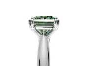 Solitaire Engagement Ring Setting for Fancy Green Princess Cut Center with Reverse Tapered Band and Prong Head in White Gold