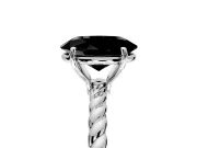 Solitaire Engagement Ring Setting for Fancy Black Oval Center with 2-Strand Rope Twist Band and Prong Head in White Gold