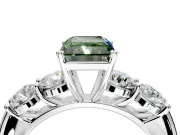 5 Stone Engagement Ring Setting for Fancy Green Radiant Cut Center with Graduated Accents and Prong Head in Platinum