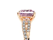 Solitaire Engagement Ring Setting for Fancy Pink Princess Cut Center with Twisted Pave Split Shank and Prong Head in Rose Gold