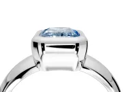 Solitaire Engagement Ring Setting for Fancy Blue Radiant Cut Center with Wide Band and Bezel Head in Sterling Silver