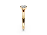 Solitaire Engagement Ring Setting for Cushion Cut Center with Thin Rounded Plain Band and Prong Head in Yellow Gold