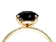 Solitaire Engagement Ring Setting for Fancy Black Round Cut Center with Pave Accents and Prong Head in Yellow Gold