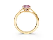 Solitaire Engagement Ring Setting for Fancy Pink Cushion Cut Center with Plain Bypass Twist Band and Prong Head in Yellow Gold