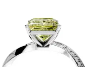 Side Accent Engagement Ring Setting for Fancy Yellow Princess Cut Center with Accent Shoulders and Prong Head in White Gold