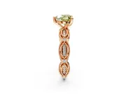 Solitaire Engagement Ring Setting for Fancy Yellow Heart-Shaped Center with Marquise Panel Band and Prong Head in Rose Gold