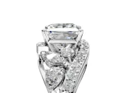 Halo Engagement Ring Setting for Princess Cut Center with Marquise and Pave Bypass Band and Prong Head in White Gold