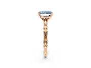 Solitaire Engagement Ring Setting for Fancy Blue Radiant Cut Center with Bamboo Band and Prong Head in Rose Gold
