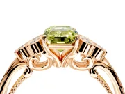 Cluster Engagement Ring Setting for Fancy Yellow Emerald Cut Center with Bezel Accent Clusters and Prong Head in Rose Gold