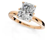 Solitaire Engagement Ring Setting for Radiant Cut Center with Plain Band and Tulip Prong Head in Rose Gold
