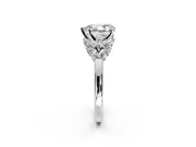 Leaf Cluster Engagement Ring Setting for Pear-Shaped Center with Marquise Accents and Prong Head in Sterling Silver