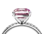 Solitaire Engagement Ring Setting for Fancy Pink Asscher Cut Center with Milgrain X Pattern Band and Prong Head in Platinum