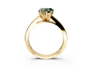 Solitaire Engagement Ring Setting for Fancy Green Heart-Shaped Center with Princess Cut Channel Band and Prong Head in Yellow Gold