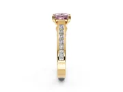Solitaire Engagement Ring Setting for Fancy Pink Princess Cut Center with Channel Band and Double Claw Prong Head in Yellow Gold