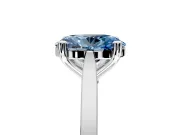 Solitaire Engagement Ring Setting for Fancy Blue Oval Center with Tapered Shoulders and Prong Head in Sterling Silver