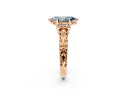 Solitaire Engagement Ring Setting for Fancy Blue Marquise Center with Filigree Band and Prong Head in Rose Gold
