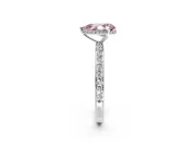 Hidden Halo Engagement Ring Setting for Fancy Pink Pear-Shaped Center with Pave Band and Prong Head in Sterling Silver