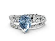 Solitaire Engagement Ring Setting for Fancy Blue Pear-Shaped Center with Woven 3-Strand Pave Band and Prong Head in Platinum