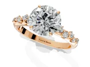 Cluster Engagement Ring Setting for Round Cut Center with Round Cut Accent Band and Prong Head in Rose Gold
