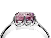 Floral Frame Engagement Ring Setting for Fancy Pink Princess Cut Center with Accent Clusters and Prong Head in Platinum