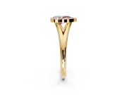 Solitaire Engagement Ring Setting for Fancy Pink Pear-Shaped Center with V Split Shank and Bezel Head in Yellow Gold