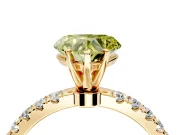 Open Basket Engagement Ring Setting for Fancy Yellow Heart-Shaped Center with Pave Band and Prong Head in Yellow Gold