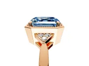 Cluster Engagement Ring Setting for Fancy Blue Asscher Cut Center with Milgrain Shoulder Clusters and Prong Head in Rose Gold