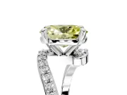 Solitaire Engagement Ring Setting for Fancy Yellow Oval Center with Pave Bypass Swirl Band and Prong Head in Sterling Silver