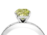 Solitaire Engagement Ring Setting for Fancy Yellow Cushion Cut Center with Channel Baguette Band and Prong Head in Platinum
