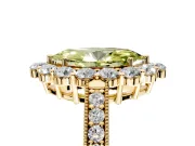 Halo Engagement Ring Setting for Fancy Yellow Marquise Center with Milgrain Channel Band and Prong Head in Yellow Gold