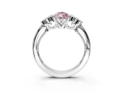 Cluster Engagement Ring Setting for Fancy Pink Pear-Shaped Center with Bezel Accent Clusters and Prong Head in Sterling Silver