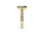 Solitaire Engagement Ring Setting for Fancy Green Marquise Center with Multi-Row Accents and Prong Head in Yellow Gold