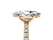 Solitaire Engagement Ring Setting for Marquise Center with Fine Pave Narrow Band and Prong Head in Yellow Gold