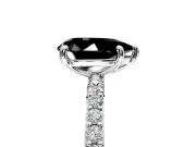 Solitaire Engagement Ring Setting for Fancy Black Pear-Shaped Center with Pave Accents and Prong Head in White Gold