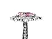 Milgrain Halo Engagement Ring Setting for Fancy Pink Pear-Shaped Center with Bezel Point Accents and Prong Head in Platinum