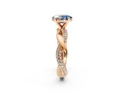 Solitaire Engagement Ring Setting for Fancy Blue Oval Center with Pave and Plain Crossover and Basket Head in Rose Gold
