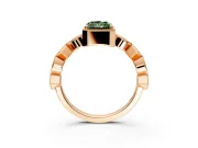 Milgrain Bezel Engagement Ring Setting for Fancy Green Radiant Cut Center with Marquise Stations and Bezel Head in Rose Gold