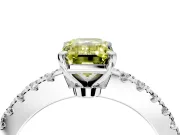 Solitaire Engagement Ring Setting for Fancy Yellow Emerald Cut Center with Single Row Accent Band and Prong Head in Platinum