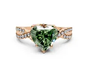 Solitaire Engagement Ring Setting for Fancy Green Heart-Shaped Center with Narrow Twist Pave Band and Prong Head in Rose Gold