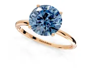 Solitaire Engagement Ring Setting for Fancy Blue Round Cut Center with Straight Thin Band and Prong Head in Rose Gold