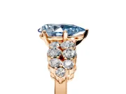 Cluster Engagement Ring Setting for Fancy Blue Pear-Shaped Center with 2-Row Shoulder Clusters and Prong Head in Rose Gold