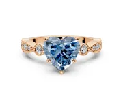 Solitaire Engagement Ring Setting for Fancy Blue Heart-Shaped Center with Milgrain Bezel Accents and Prong Head in Rose Gold