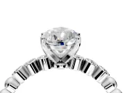 Solitaire Engagement Ring Setting for Pear-Shaped Center with Bezel-Dot Beaded Band and Prong Head in Platinum