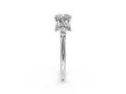 Floral Cluster Engagement Ring Setting for Cushion Cut Center with Marquise Accents and Prong Head in Platinum