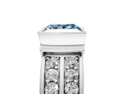 Bezel Engagement Ring Setting for Fancy Blue Princess Cut Center with Wide Channel-Set Band and Bezel Head in Platinum