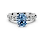 Solitaire Engagement Ring Setting for Fancy Blue Oval Center with Channel-Set Accents and Prong Head in Sterling Silver
