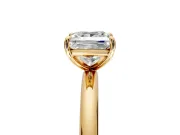 Low-Set Solitaire Engagement Ring Setting for Princess Cut Center with Thin Plain Band and Prong Head in Yellow Gold